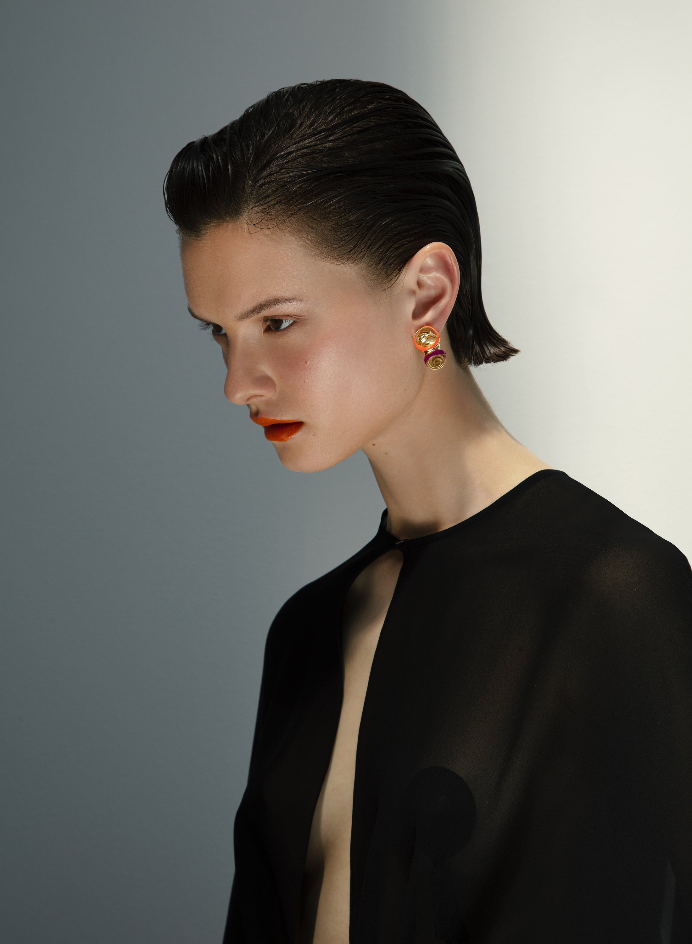 Cocoon Purple Orange Trucioli Earrings
